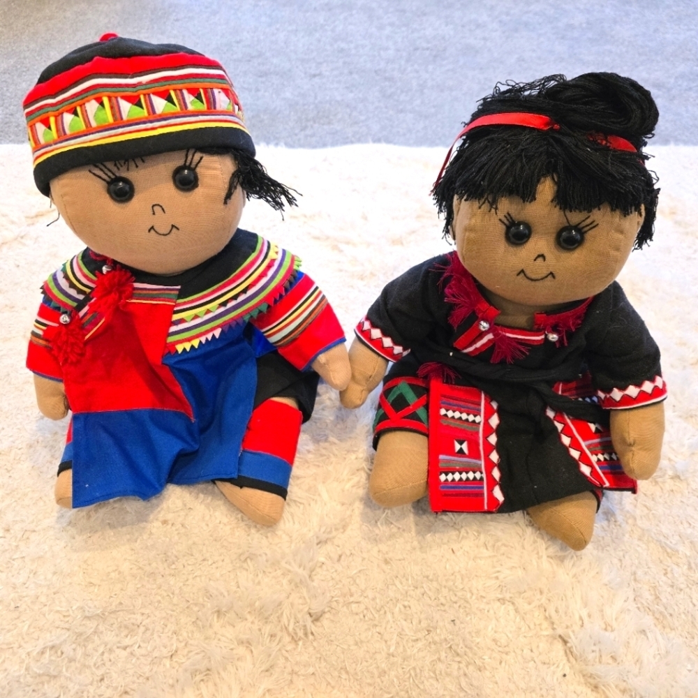 Beautiful Handmade Etnic Tribal 14" Dolls Set of 2
